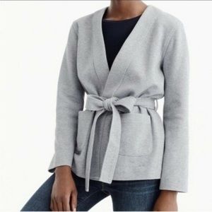 J. Crew Gray Belted Sweatshirt Blazer